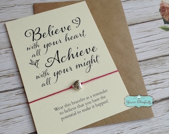 Believe and Achieve Friendship Bracelet, Congratulations Gift, Silver Graduation Gift, Good Luck Gift, Graduation Bracelet, College Gift,