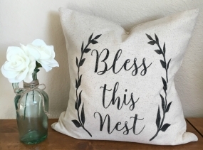 Bless This Nest | Rustic Pillow Cover | Farmhouse Pillow | 16 x 16 Pillow Cover | Made To Order