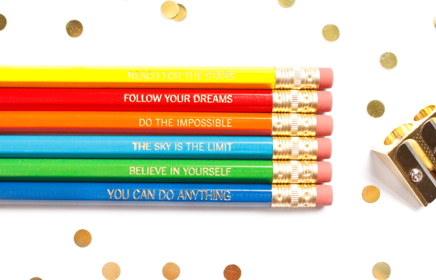 Motivational Sayings Pencil Set Test Pencils Good Luck