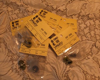 7 Packages of 18mm Yaley Cat Eyes, Yaley Cats Eyes, Yellow and Black, Made in Japan