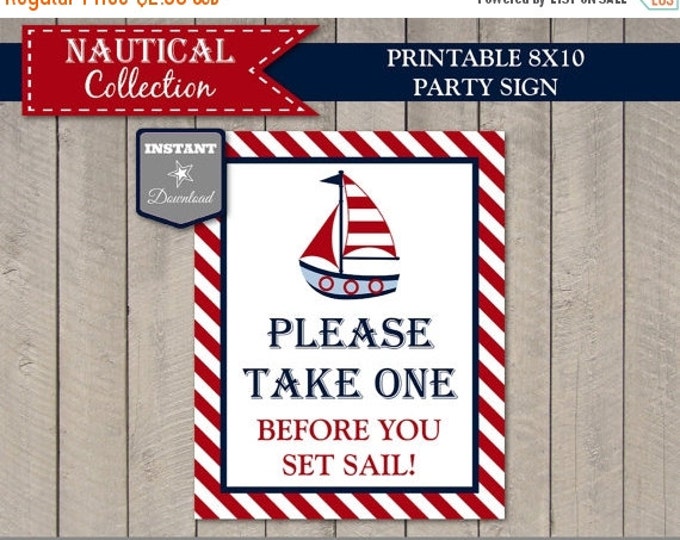 SALE INSTANT DOWNLOAD Printable Nautical 8x10 Please Take One, Before You Set Sail Baby Shower Sign / Nautical Collection / Item #616