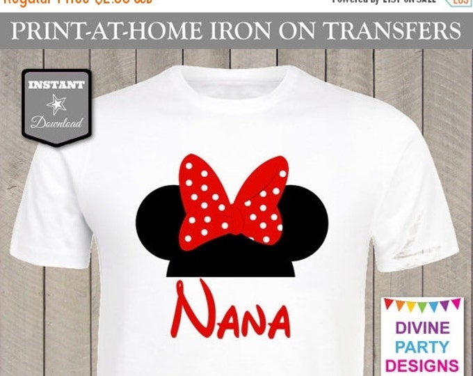 SALE INSTANT DOWNLOAD Print at Home Red Girl Mouse Nana Printable Iron On Transfer / T-shirt / Family Trip / Birthday Party / Item #2325
