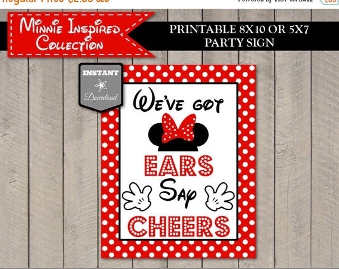 SALE INSTANT DOWNLOAD Red Girl Mouse 8x10 or 5x7 Printable We've Got Ears, Say Cheers Sign / Red Girl Mouse Collection / Item #1905