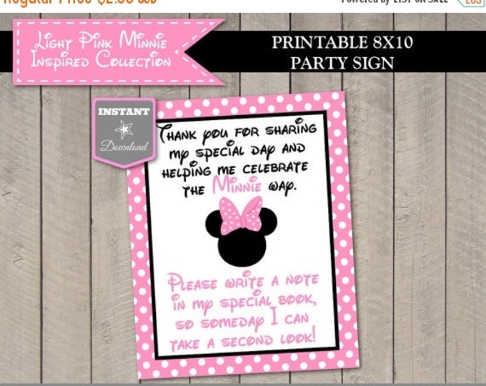 SALE INSTANT DOWNLOAD Light Pink Mouse 8x10 Autograph Guest Book Printable Party Sign / Light Pink Mouse Collection / Item #1837