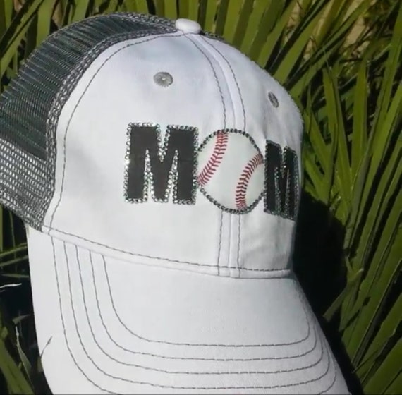Baseball mom trucker hats with mesh back and team or school