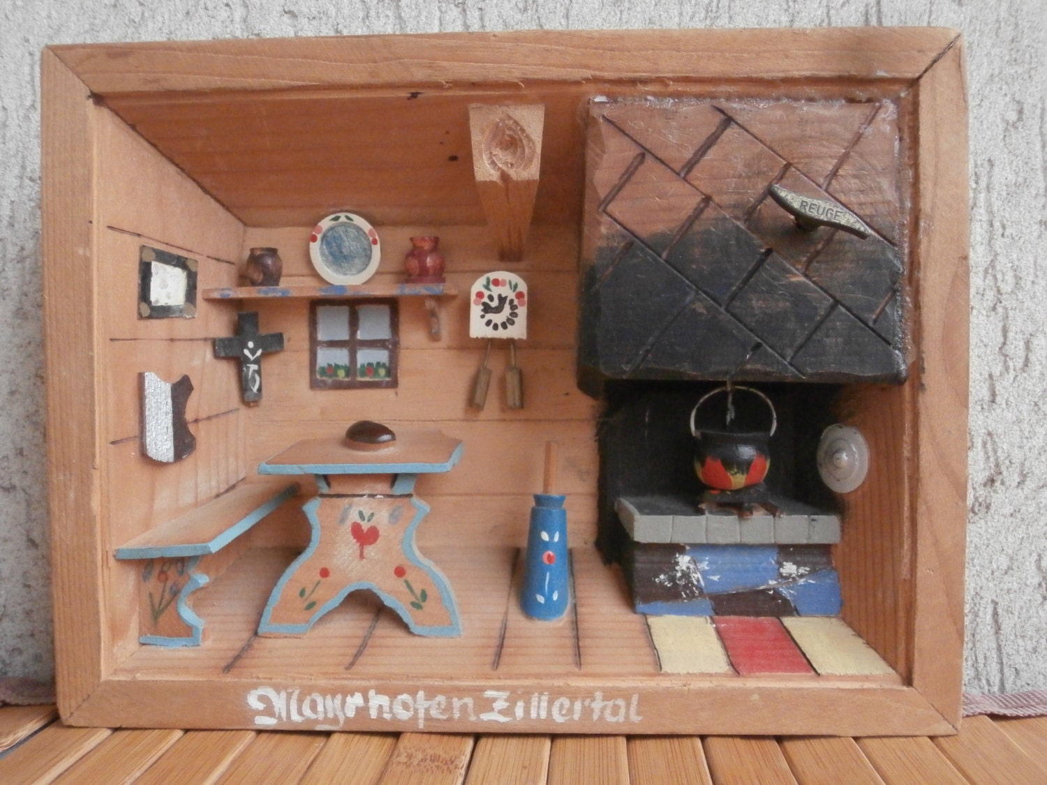 OOAK Wall Hanging Wooden DIORAMA Room Box w/ REUGE Music