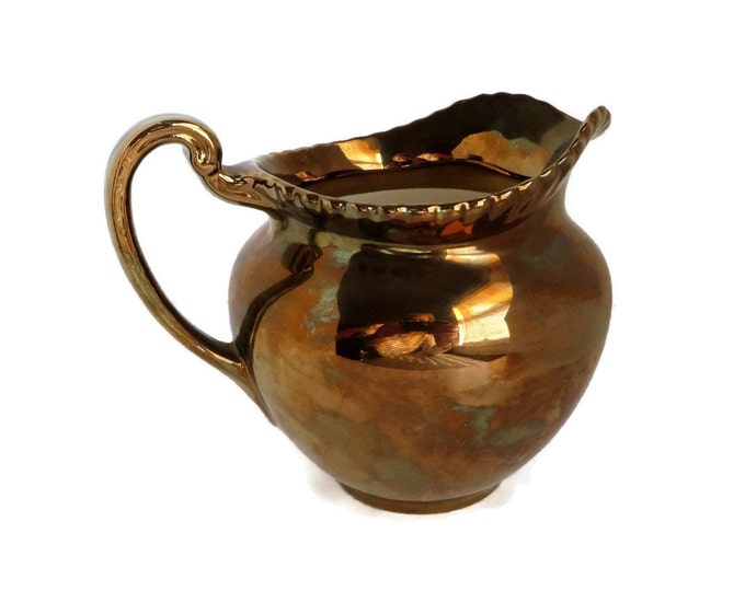 Gray's Pottery Pitcher, Vintage Hand Painted Ceramics, Gold Lustre Ware, British Pottery