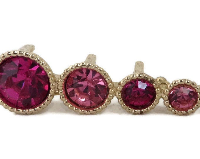 ON SALE! Vintage Sarah Coventry "Saucy" Bar Brooch, Pink Rhinestone Pin, 1960s Jewelry