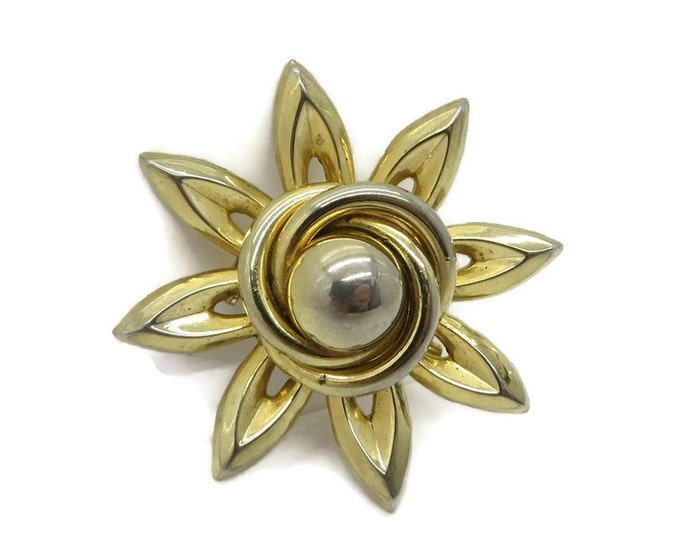 Vintage Coro Gold Tone Spiky Flower Brooch Pin