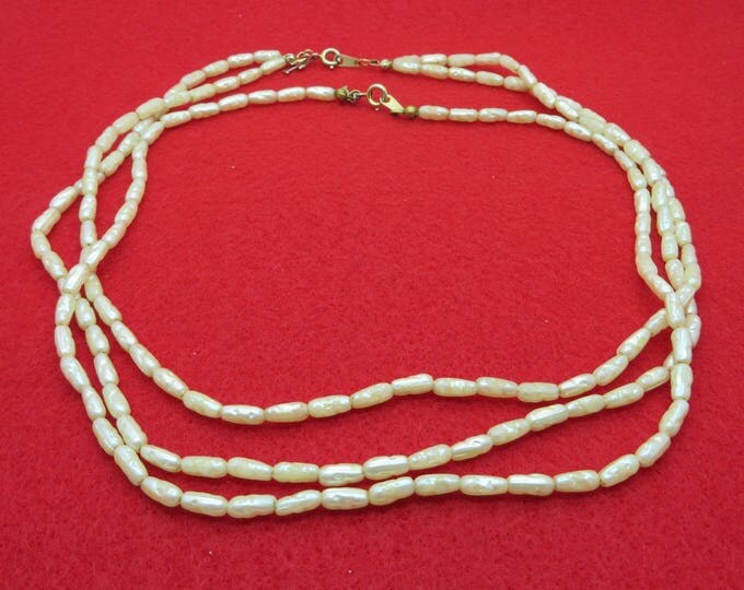 Freshwater Pearl Necklace Set, Double Strand, 14.5" and Single Strand 15"