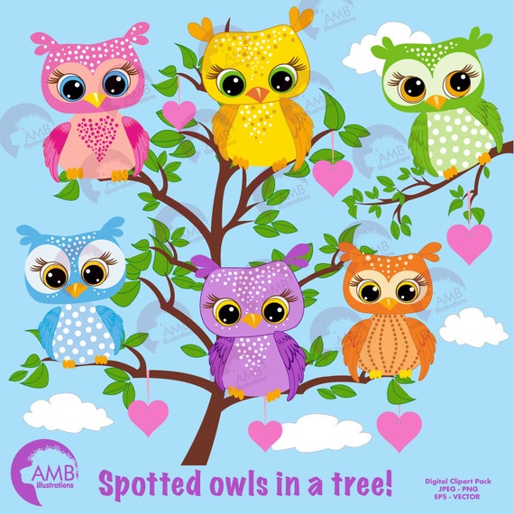Owls clipart Owls in Trees Forest Animals Clipart Cute baby