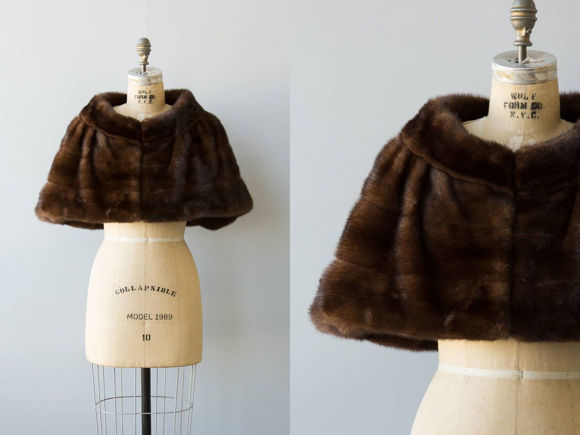 Willing Able mink cape Vintage 1950s dark brown fur stole