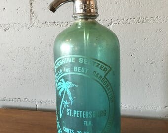 Mid Century Blue Seltzer Bottle from "Sunshine Seltzer"
