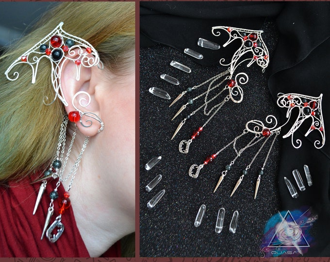 Ear cuffs "Bat wings" | Gothic ear cuffs, wire ear cuff, gothic elven ears, bats, goth, vampire style jewelry, black red jewelry, vamp goth