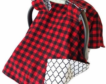 Plaid Baby Boy Gift Car Seat Cover Boy Carseat Canopy Boy Carseat Cover Boy Car Seat Canopy Boy Buffalo Plaid Baby Boy Shower Gift