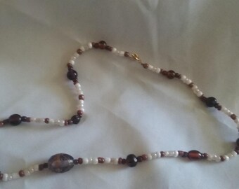 Beaded necklace glass beads in earth tones