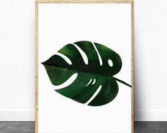 Monstera leaf print - Printable Art - Banana leaf print - Botanical Print - Monstera leaves print - Custom Size - Tropical Leaf - wall art