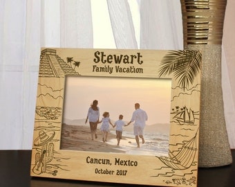 Visiting Mexico Inspired Picture Frame Designs with Font Selection (Select Size, Design, and Frame Orientation)