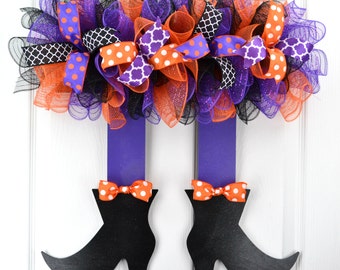 Witch legs and shoes - Witch door hanger - Witch wreath - Witch legs door hanger - Witch legs wreath - Halloween wreath - Witch door decor
