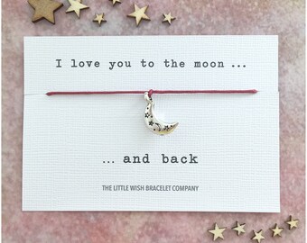 I LOVE YOU To The Moon And Back Wish Bracelet, Add a Name & Custom options available