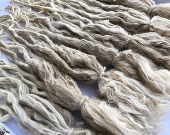 13" WHITE • Doll Hair Suri Alpaca - Raw, Unwashed | Blythe Doll Re-Root, doll hair, bjd, Waldorf, Pullip, Dollfie, Reborn | per half ounce