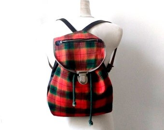 60's Vintage backpack / Canvas rucksack / kids backpack