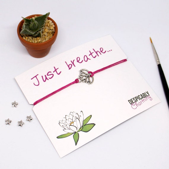 Yoga Bracelet Just Breathe Yoga Wish by DespicablyCharming