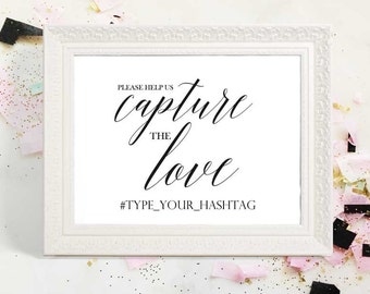 2017 SALE: Wedding Instagram Sign, Capture the Love, Instant Download, Wedding Sign, Wedding Hashtag Sign, Printable Wedding Sign, 8x10, 5x7
