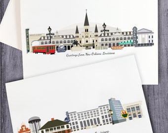 Note Card Set of 6 - New Orleans - Alexandria - Louisiana - Marietta - Georgia