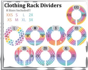 Assembled "Size" Clothing Rack Dividers - Design Set #1