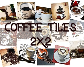 2x2 tiles clipart, coffee illustration, instant download, I love coffee clipart, scrapbooking, food illustration JPEG + PDF