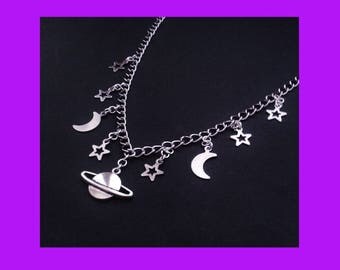 grunge space choker - planet choker - pastel goth - soft grunge - space jewelry - grunge choker