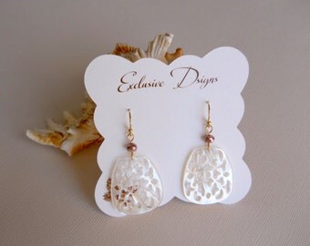 Mother Of Pearl Lacey Laser Cut W/Corundum Rondelles Made In Hawaii