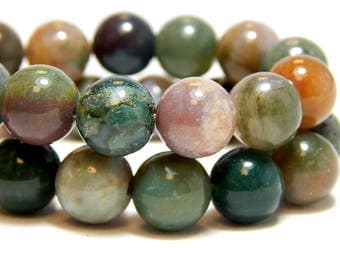 10mm Indian Agate, Full Strand, 10mm Agate Beads, 10mm Gemstone Beads, 10mm Fancy Jasper, Large Gemstones, 10mm Beads, 10mm Gemstones, B-24E