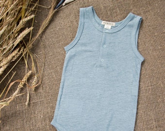NEW! Vintage baby sleeveless bodysuit/ linen bodysuit/ 207SS16