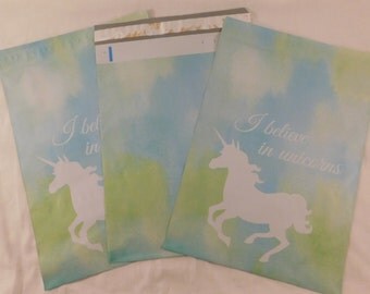 50 10x13 Designer Blue Unicorn Poly Mailers Self Seal Adhesive Plastic Flat Envelope Water Resistant Shipping Tear Proof Lightweight