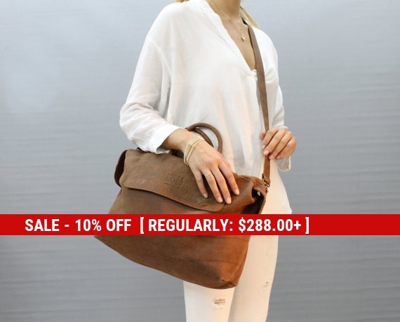 Sale Brown leather handbag Crossbody leather bag by LimorGalili