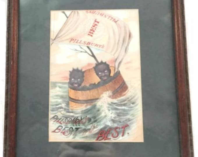 Antique Pillsbury Advertising Framed - Pillsbury's Best 1879 Black Americana - Best is the Best - Vintage Home Decor,