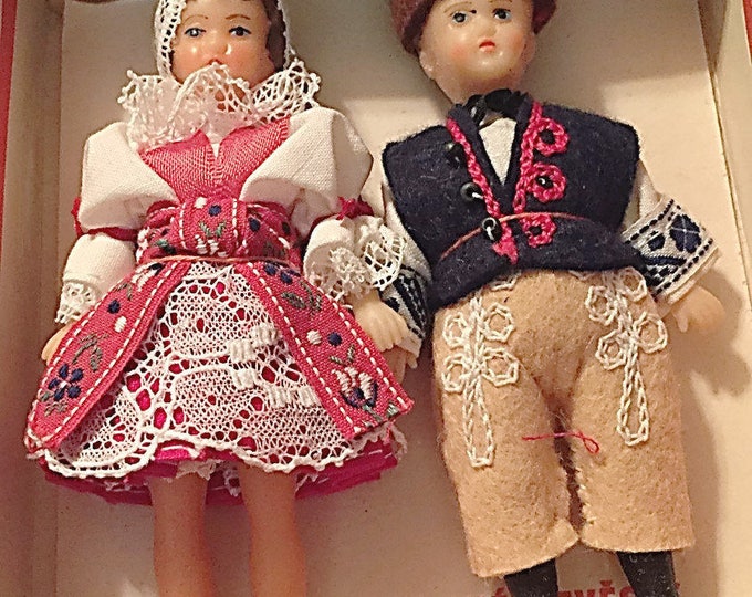 Beautiful Vintage Czechoslovakia Tatra Tatry Dolls Boxed 1977, Poland International Highlander Tatra Mountains Souvenir,