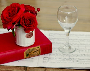 Rose Sugar Jar Valentine Day decor Faux Rose arrangement