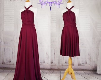 Burgundy Bridesmaid Dresses, gown convertible dress, long infinity dress, maternity dress, party dress, Wedding Dress C27# B27#