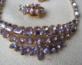 Lavender Kramer Rhinestone Necklace, Earrings