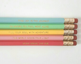 Inspirational pencils - Back to school - School supplies - Quote pencils - Motivational pencils - Personalised pencils - School stationery