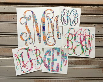 Monogram Decal Lilly Pulitzer Vinyl // lilly monogram decal // YETI Decal // Car Decal // Birthday gift for her // monogram sticker // lilly