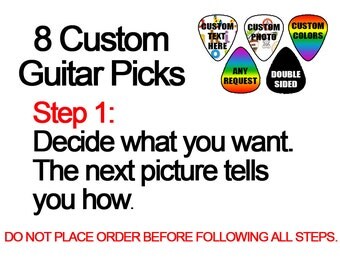 8 custom guitar picks, Custom Guitar Pick, Custom Guitar Picks, Personalized Guitar Pick