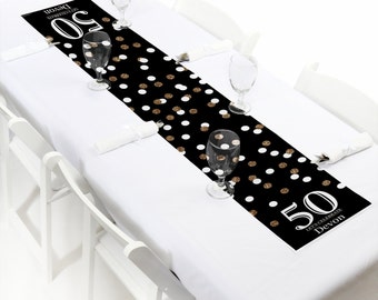 50th Birthday Petite Table Runner - Adult 50th Birthday - Gold - Custom Birthday Party Decorations - Personalized Party Supplies