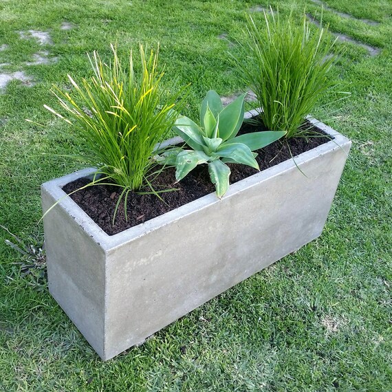 Rectangular large concrete planter trough. 900mm x 300mm x