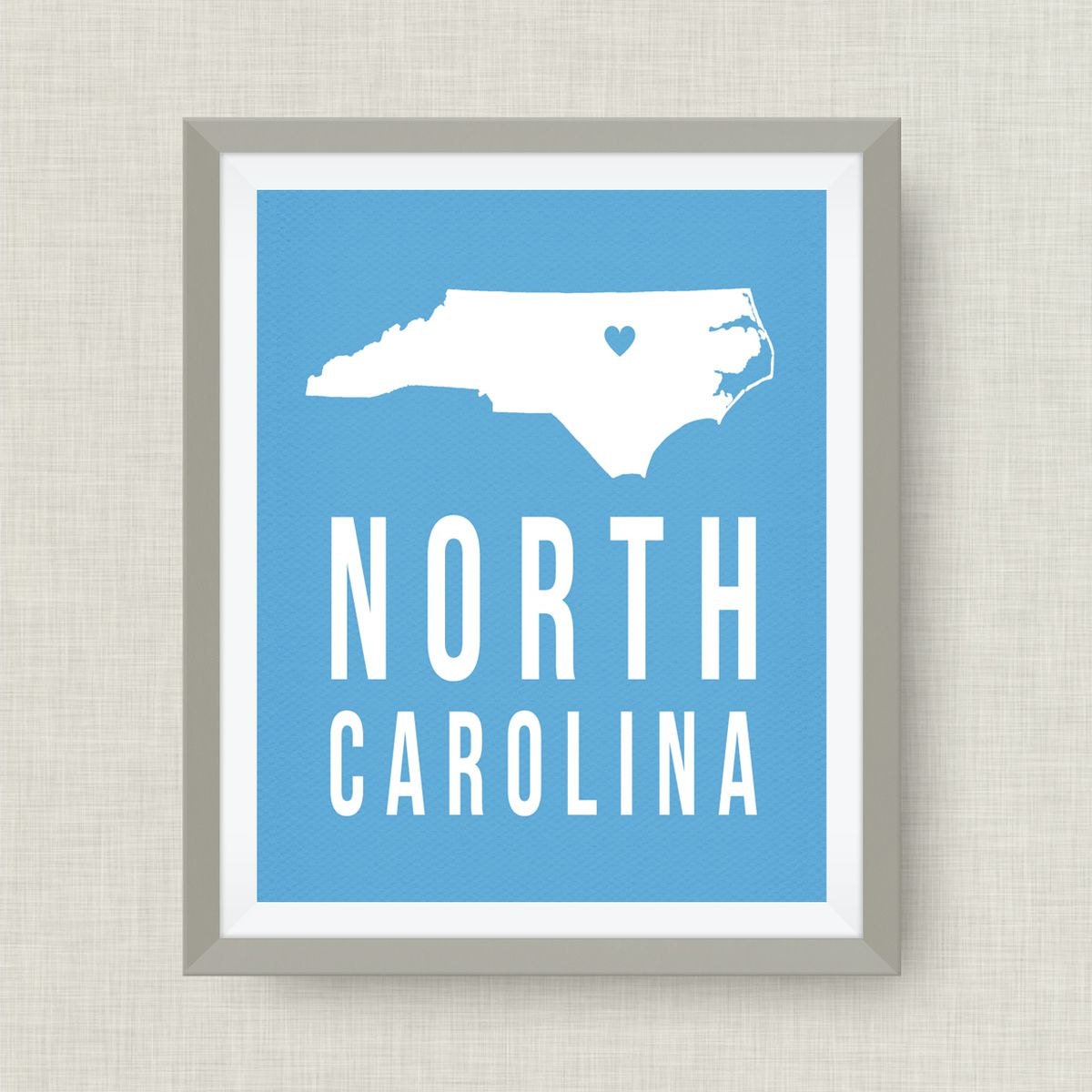 UNC Art Print North Carolina Art Print in UNC Colors