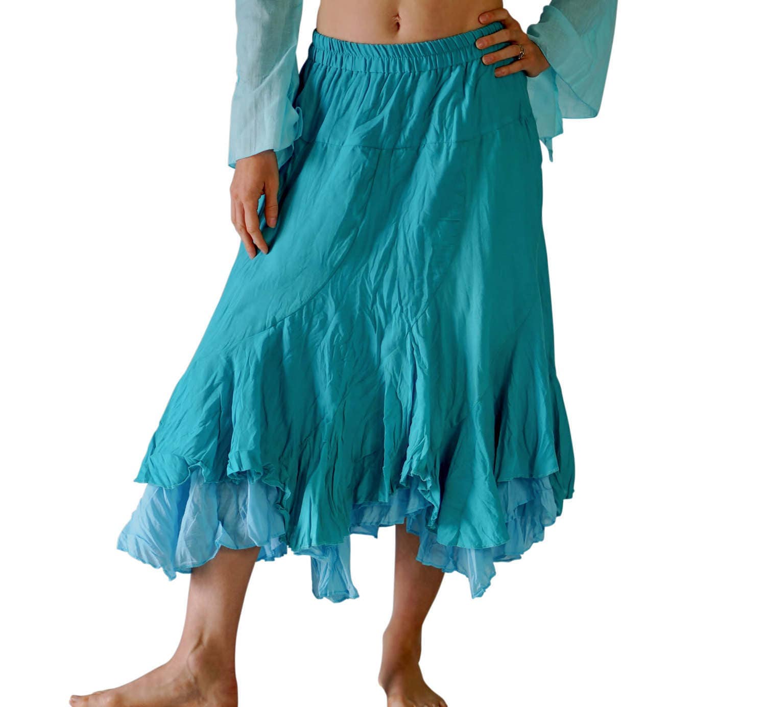 LAYERED STEAMPUNK SKIRT Light Blue Turqoise Pirate Skirt