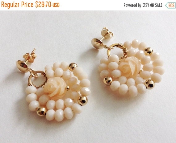 ON SALE Gold post rose crystal earring Gold filled by Sifrimania